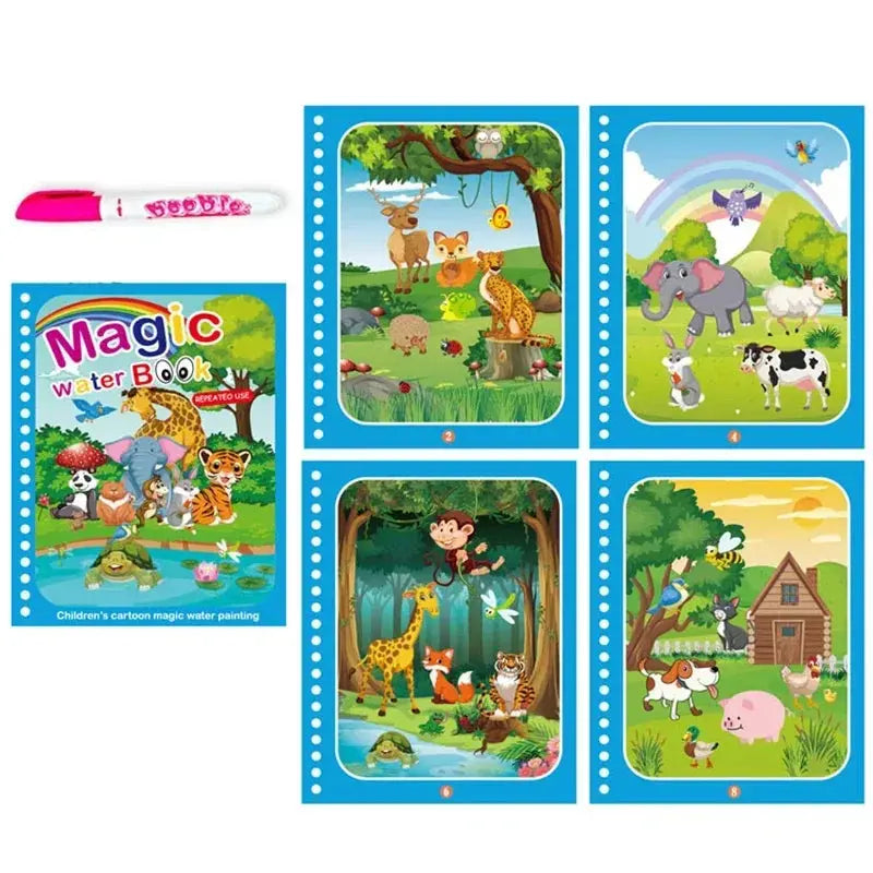 Children Early Education Toys Magical Book with Pen Water Drawing Toys Gift Reusable Coloring Book Magic Drawing Book Pinochio