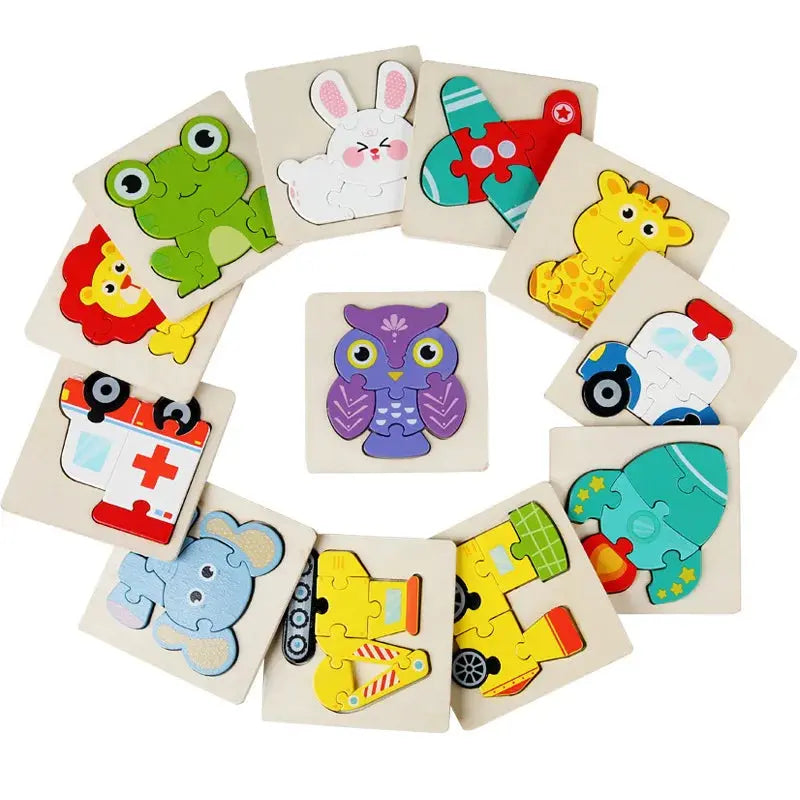 High Quality 3D Wooden Puzzle Baby Cartoon Animal Traffic Jigsaw Early Learning Cognition Game Puzzle Toys for Children Pinochio