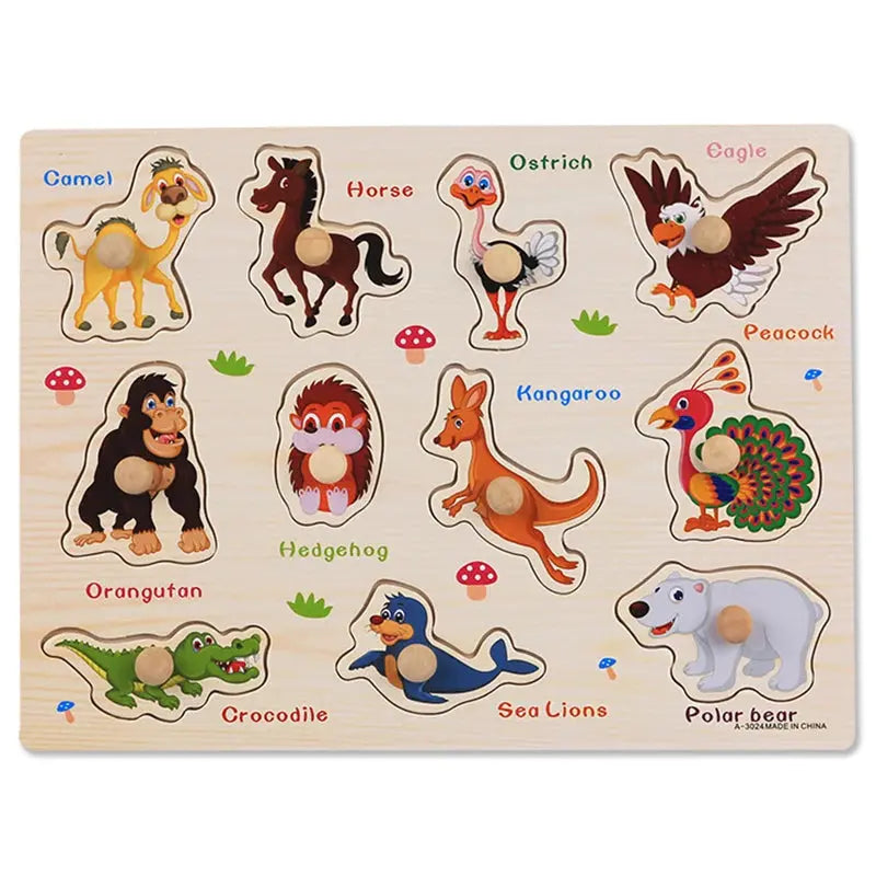 Montessori Child Puzzle Educational Baby Toys Kids Wooden Puzzle Board Jigsaw Puzzle Games Toys For Children 1 2 3 Years Pinochio