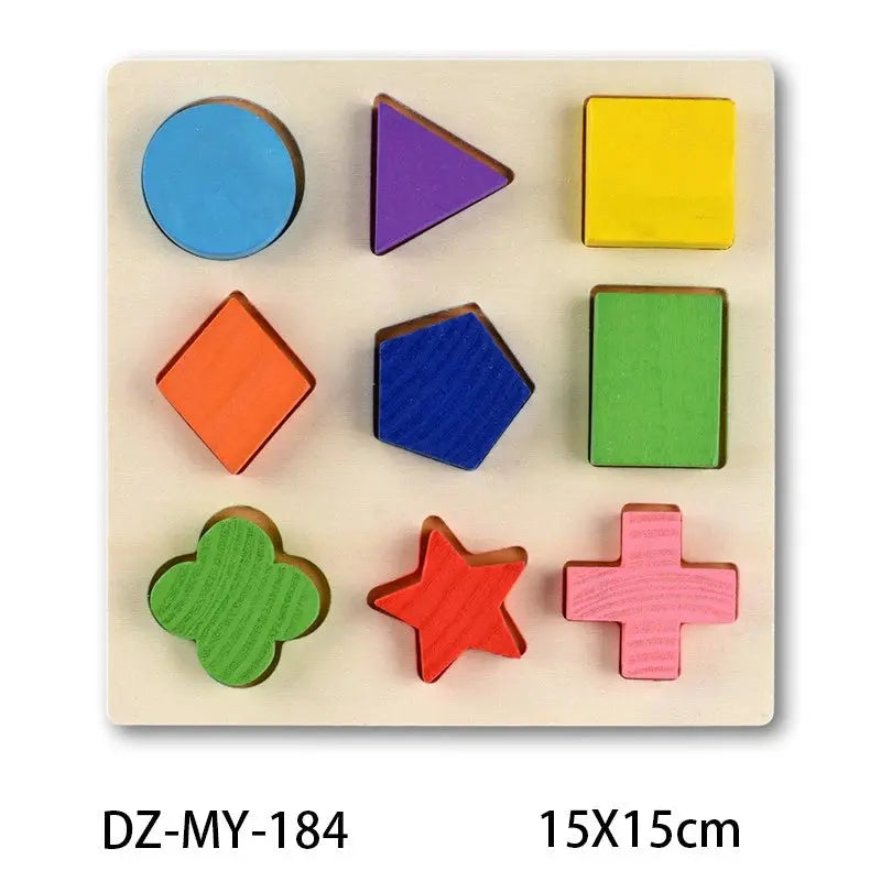 Wooden Puzzle Geometric Shapes 3D Puzzle Montessori Toys Sorting Math Preschool Learning Wood Puzzles Toys For Kids Pinochio