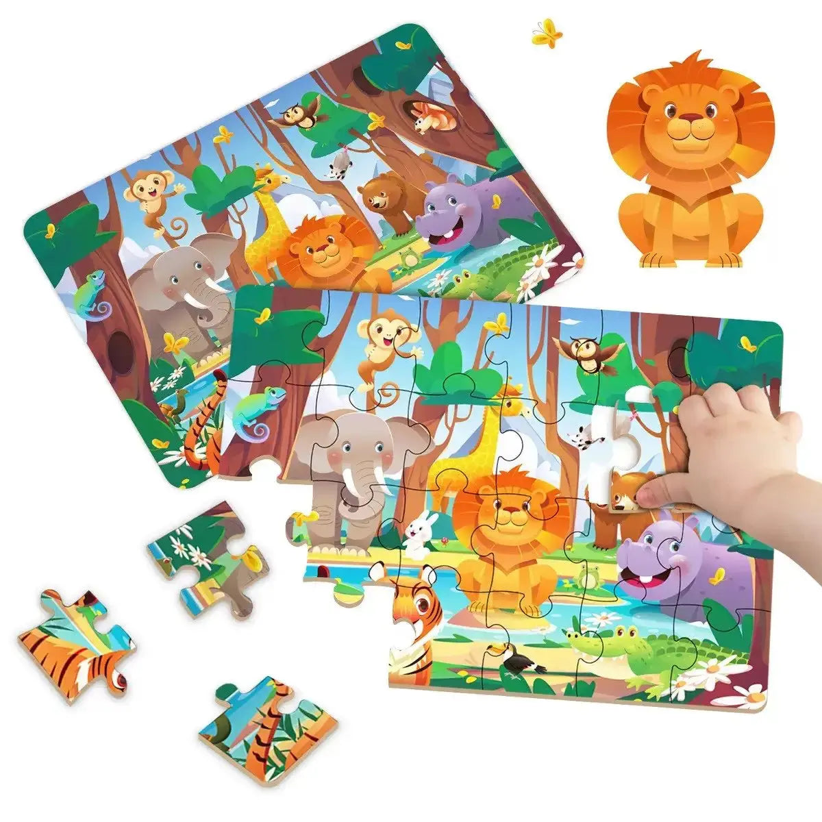 Kids Cartoon Animal Jigsaw Puzzles Montessori Educational Toys Parent-Child Theme Game Paper Educational Gift for Children Pinochio