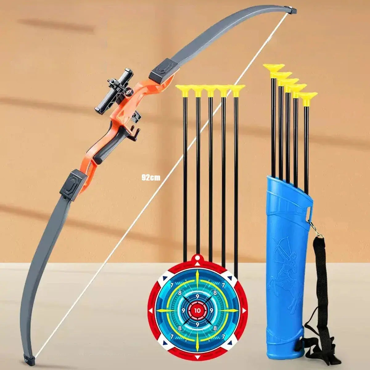 92cm Children's Bow and Arrow Toy Set Children's Archery Practice Recurve Bow Outdoor Shooting Toy with Target Birthday Gift Pinochio