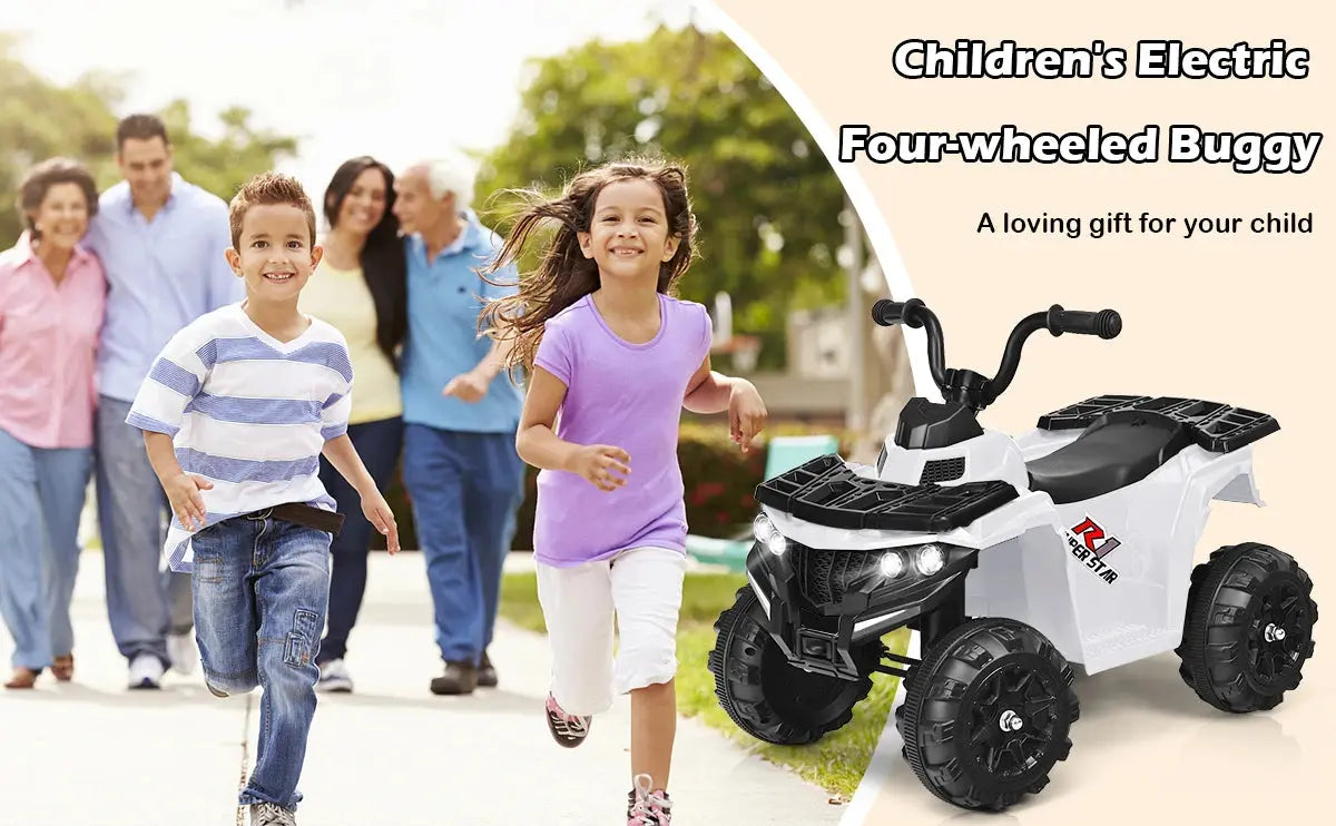 DORTALA Kids All Terrain Electric Quad Bike Children 6V Battery Ride On Motor Quad Blue/Red/White Pinochio