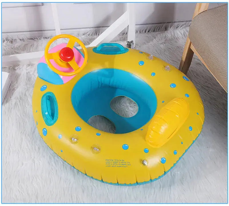 Inflatable Baby Swim Ring Seat Floating Sun Shade Toddler Swim Circle Outdoor Swimming Pool Bathtub Beach Party Summer Water Toy Pinochio