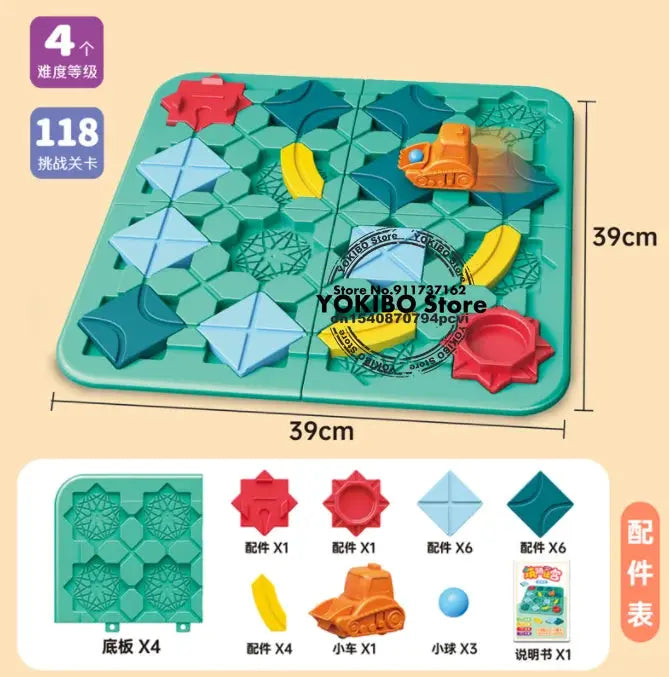 Logic Board Game for Kids Marble Run Blocks Puzzle Car Track Toy Race Car Rail Blocks Track Rail Building and Construction Game Pinochio
