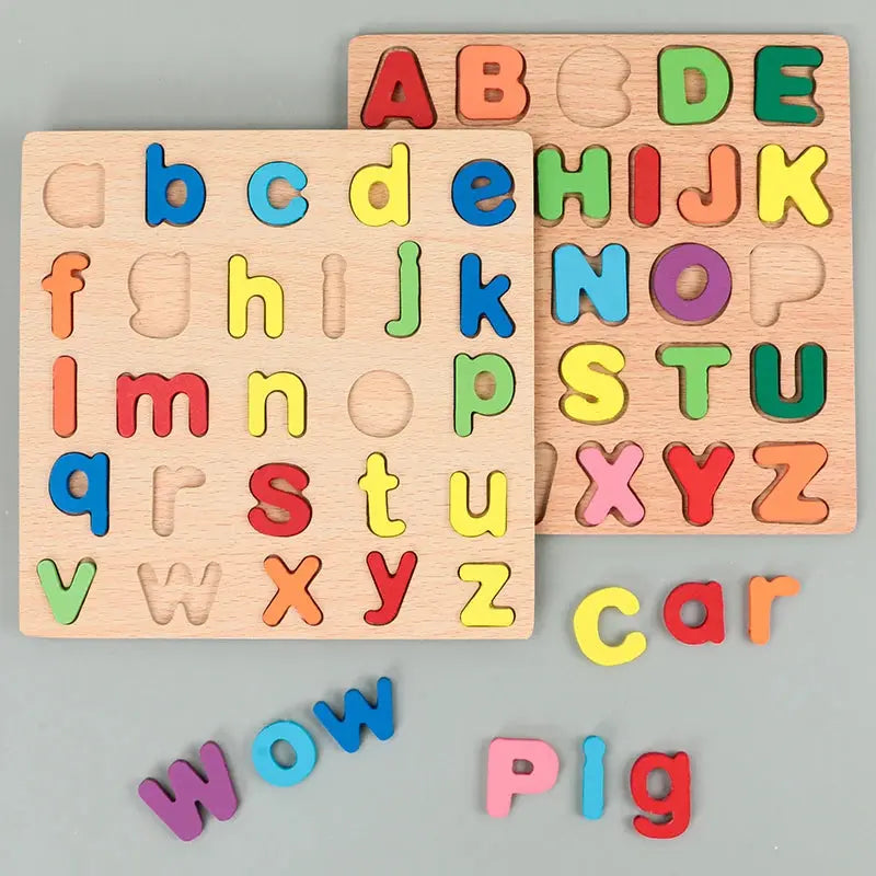 Kids Alphabetic Arithmetic Number Geometric Shapes Wooden Puzzle Montessori Preschool Learning Educational Game Toy for Children Pinochio