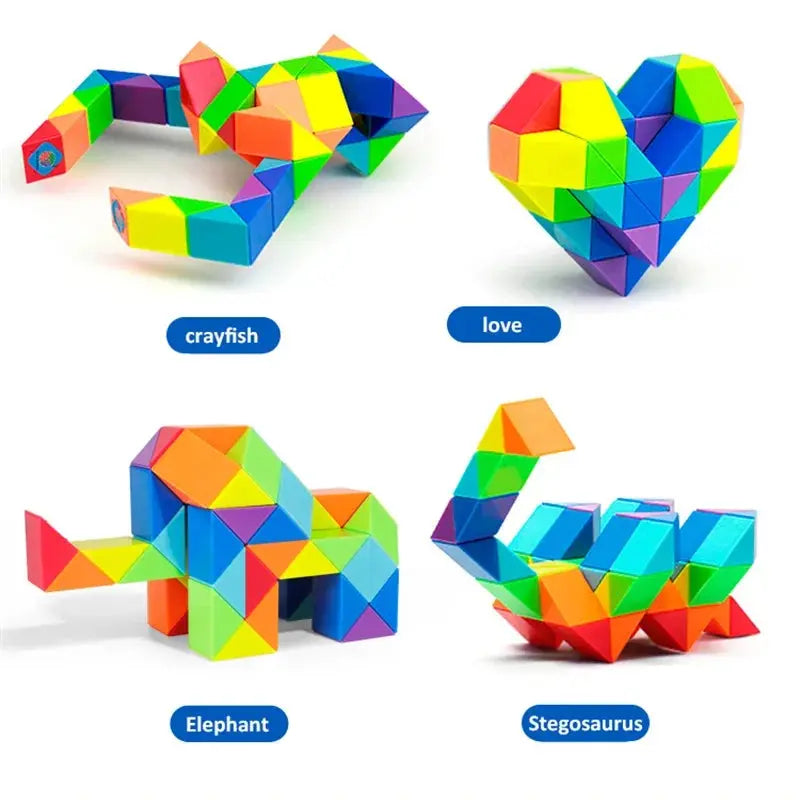 24 Colored Magic Cube Toys 3D Puzzle Fidget Transformable Cube Kid Education Toys Twist Transformable Kid Puzzl Gift Pinochio