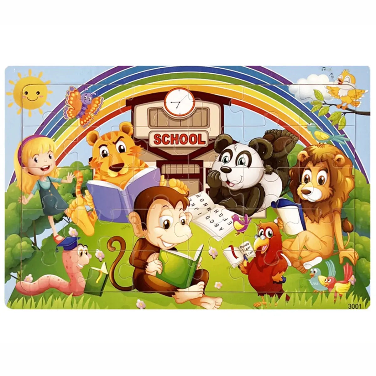 1pc 30 Pieces Wooden Jigsaw Puzzle Kids Cartoon Animal Vehicle Puzzles Games Montessori Learning Educational Toys for Children Pinochio