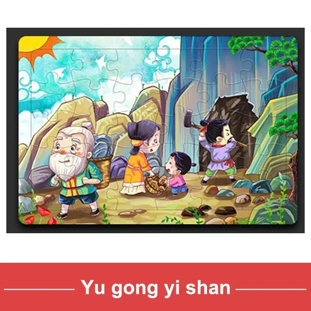 New 30 Pieces Wooden Puzzles Cartoon Animal Traffic Tangram Wood 3d Puzzle Montessori Educational Toys for Children Gifts Pinochio