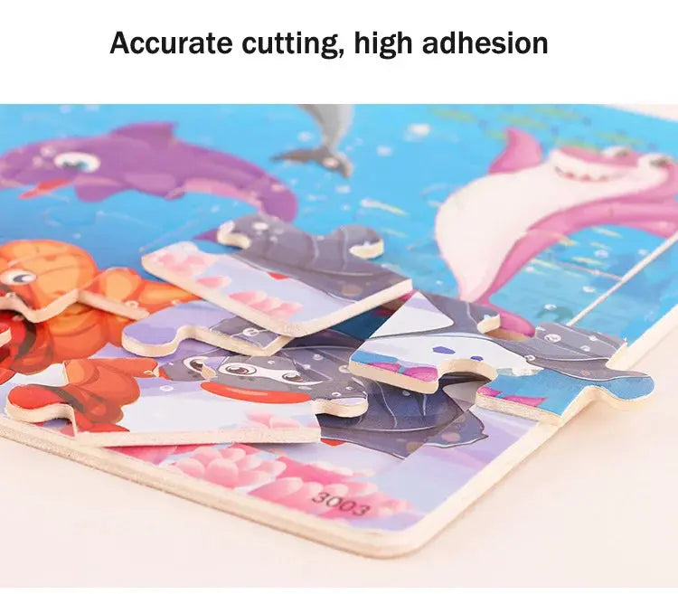 New 30 Pieces Wooden Puzzles Cartoon Animal Traffic Tangram Wood 3d Puzzle Montessori Educational Toys for Children Gifts Pinochio