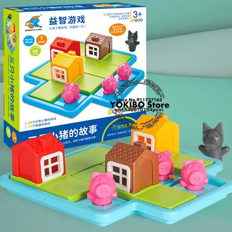 Logic Board Game for Kids Marble Run Blocks Puzzle Car Track Toy Race Car Rail Blocks Track Rail Building and Construction Game Pinochio