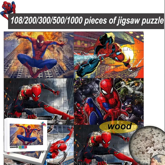108/200/300/500/1000pcs Spider Man puzzles, gifts, Wooden high-quality floor puzzle Pinochio