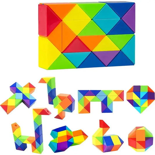 24 Colored Magic Cube Toys 3D Puzzle Fidget Transformable Cube Kid Education Toys Twist Transformable Kid Puzzl Gift Pinochio