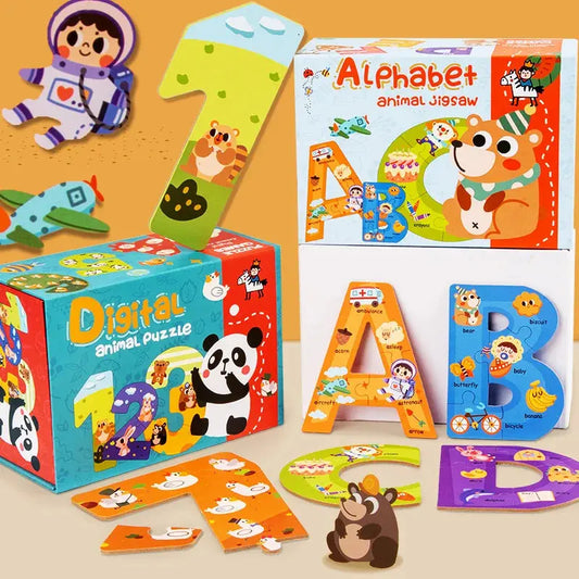 Montessori Wooden Alphabet Puzzles for Kids 3 4 5 Years ABC Kids Learning Toys Educational Montessori Puzzle for Preschool Boys Pinochio