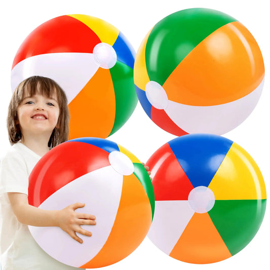 20" 4pcs Beach Balls Large Rainbow Beach Ball Inflatable Swimming Pool Water Games Toys for Kids Summer Beach Party Fun Gifts Pinochio