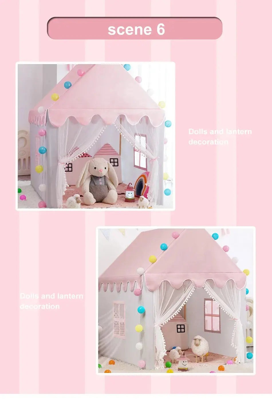 Large  Kids Tents Tipi Baby Play House Child Toy Tent 1.35M Wigwam Folding Girls Pink Princess Castle Child Room Decor Pinochio