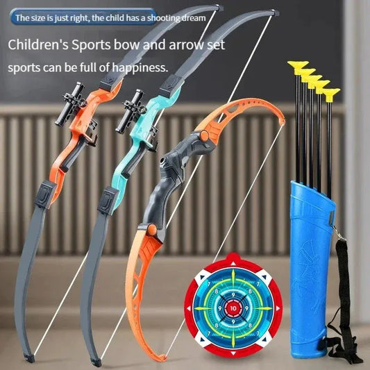 92cm Children's Bow and Arrow Toy Set Children's Archery Practice Recurve Bow Outdoor Shooting Toy with Target Birthday Gift Pinochio