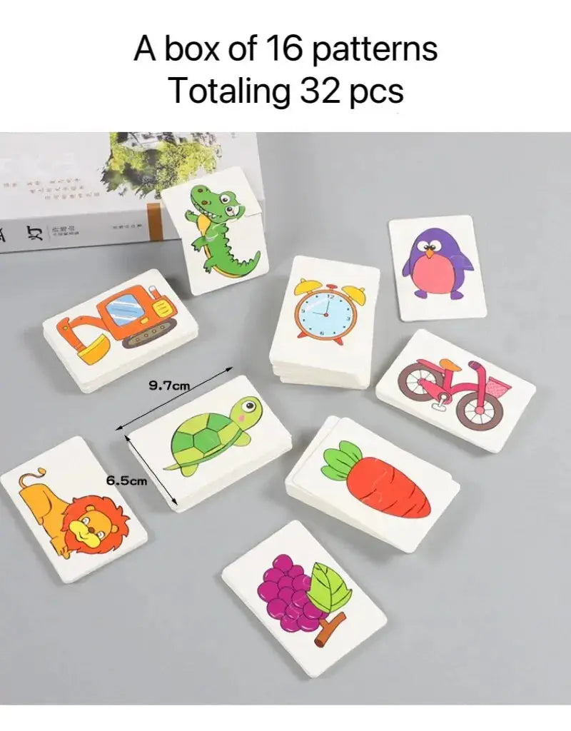 32 Pcs Enlightenment Card Matching Puzzle Early Education Cartoon Pattern Cognitive Boys and Girls Toys Pinochio