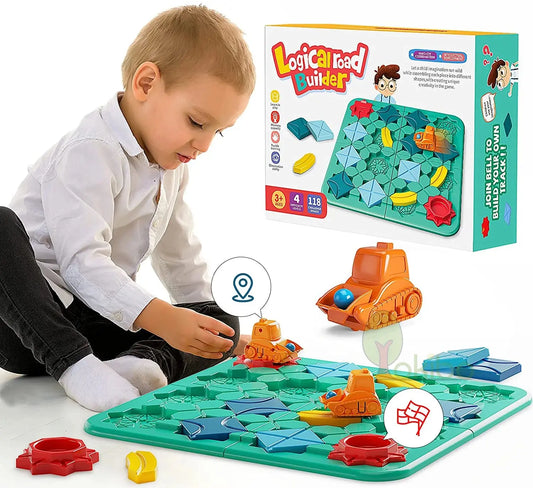 Logic Board Game for Kids Marble Run Blocks Puzzle Car Track Toy Race Car Rail Blocks Track Rail Building and Construction Game Pinochio