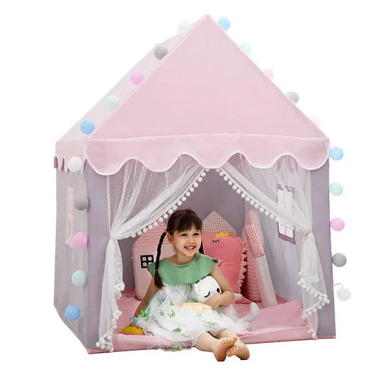Large  Kids Tents Tipi Baby Play House Child Toy Tent 1.35M Wigwam Folding Girls Pink Princess Castle Child Room Decor Pinochio