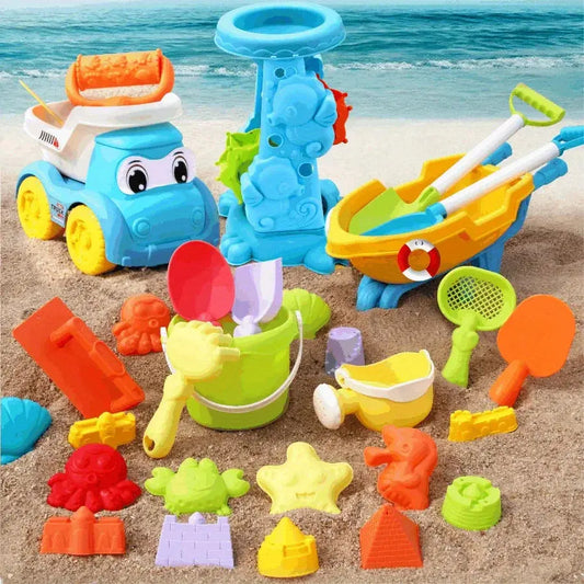 Children's Beach Toy Set, ATV, Sand Digging and Water Toy, Beach Bucket, Hourglass, Shovel, Beach Sand Play Tool Random Colors Pinochio