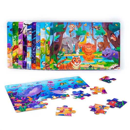 Kids Cartoon Animal Jigsaw Puzzles Montessori Educational Toys Parent-Child Theme Game Paper Educational Gift for Children Pinochio